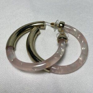 Gold Tone Acrylic Hoop Pierced Earrings